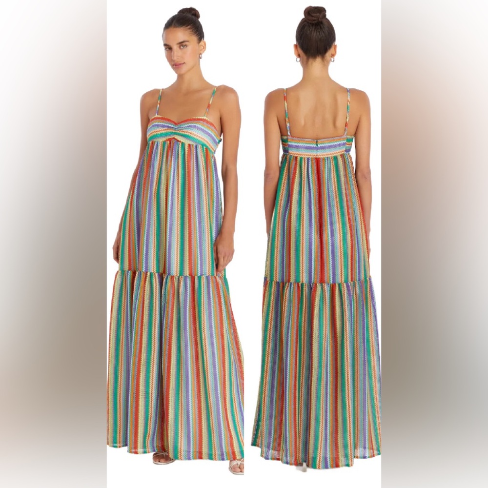 New Amanda Uprichard Women’s Sima Striped Meah Maxi Dress Size L Resort Wear